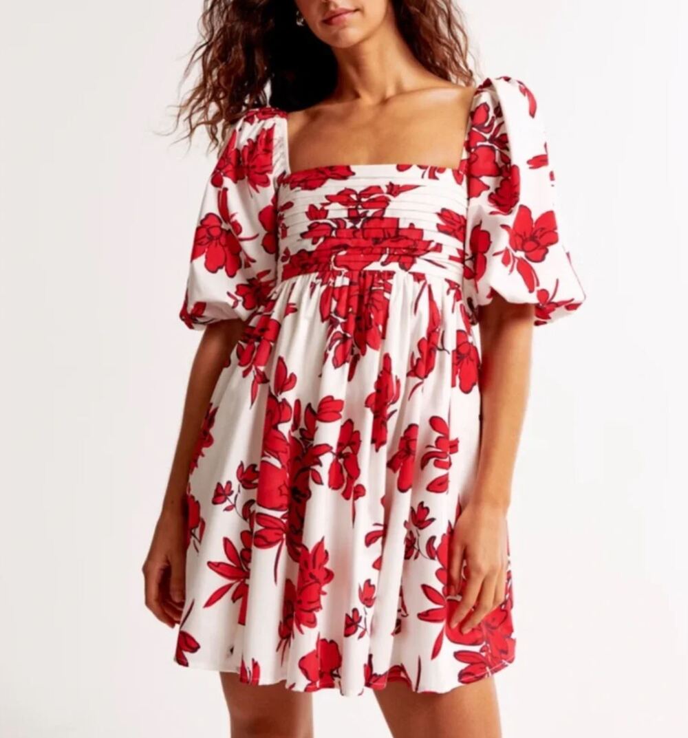 Abercrombie & Fitch Emerson Poplin Puff Sleeve Mini Dress Small Floral Babydoll
